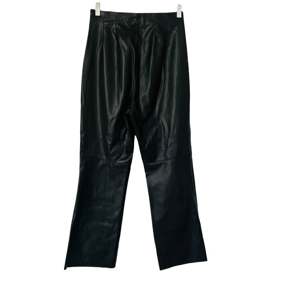 Zara Hihj Rise Faux Leather Slim Straight Leg Pants Size M Medium Black - Picture 3 of 12